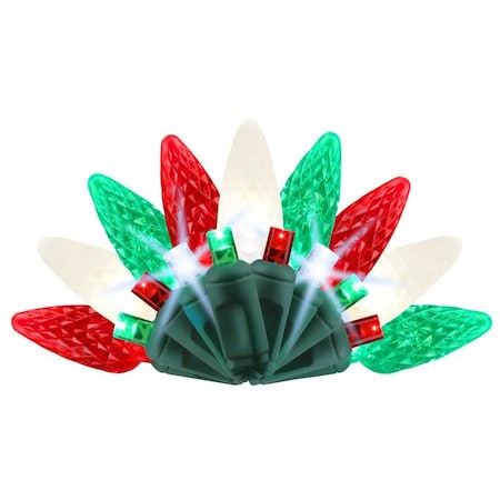 Celebrations Celebrations Platinum LED C6 Red/Green/Pure White 50 ct String Christmas Lights 25 ft. C65MM50TRSA